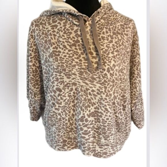 Mono B Leopard Print Cropped Top Hoodie size M/L - Picture 1 of 8